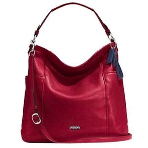 Coach Park pebble leather convertible hobo in burgundy